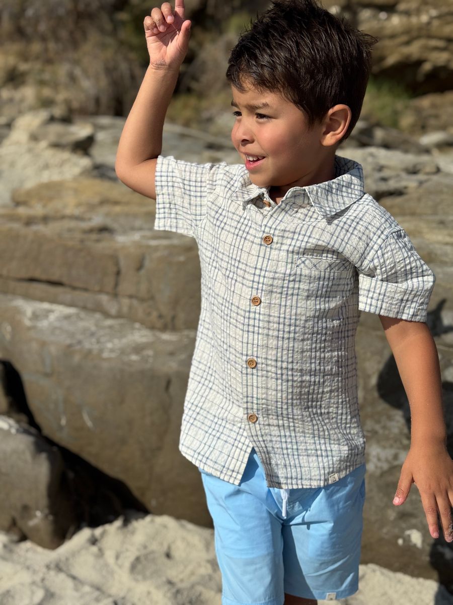 Newport Shirt - Chambray & Cream Plaid