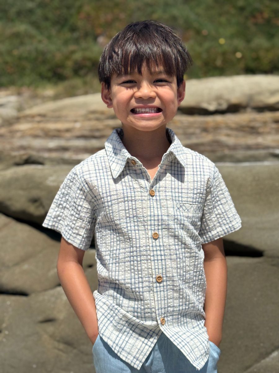 Newport Shirt - Chambray & Cream Plaid