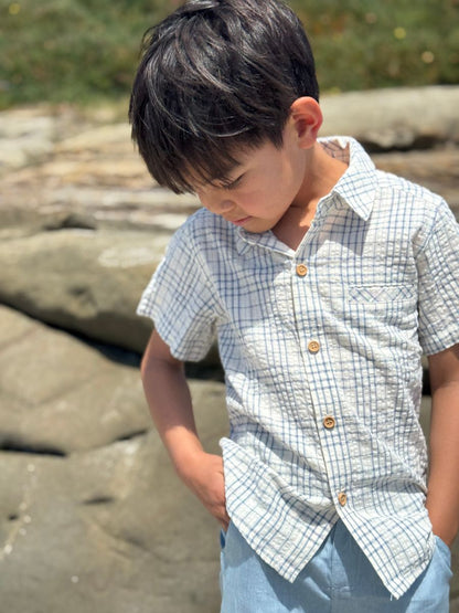 Newport Shirt - Chambray & Cream Plaid