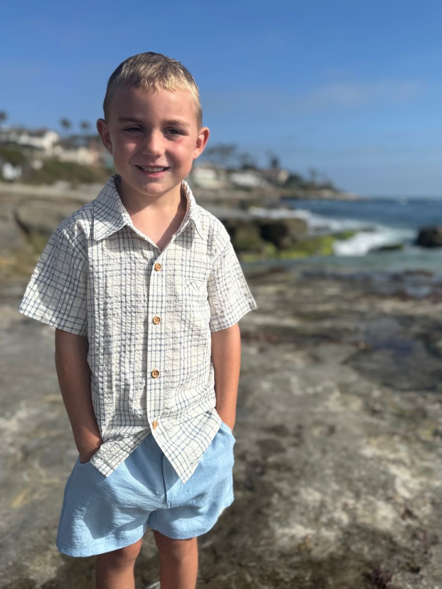 Newport Shirt - Chambray & Cream Plaid