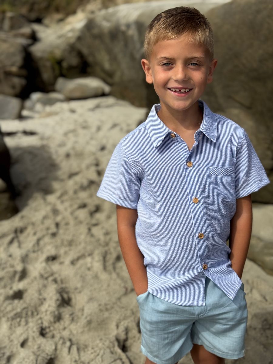 Newport Shirt - Blue Seersucker