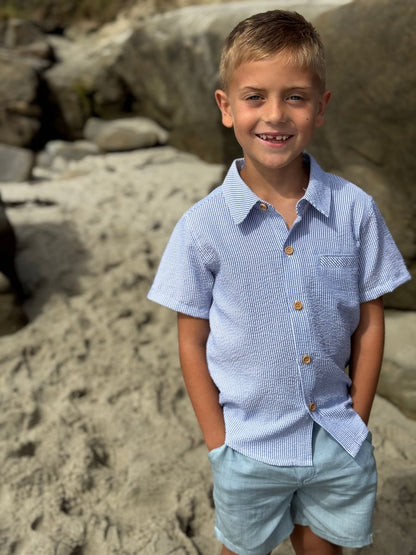 Newport Shirt - Blue Seersucker