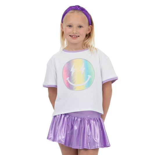 Glitter Pastel Rainbow Smiley Tee