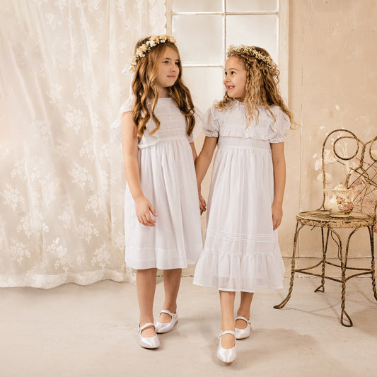 Voile & Lace Tea Length Wedding Dress