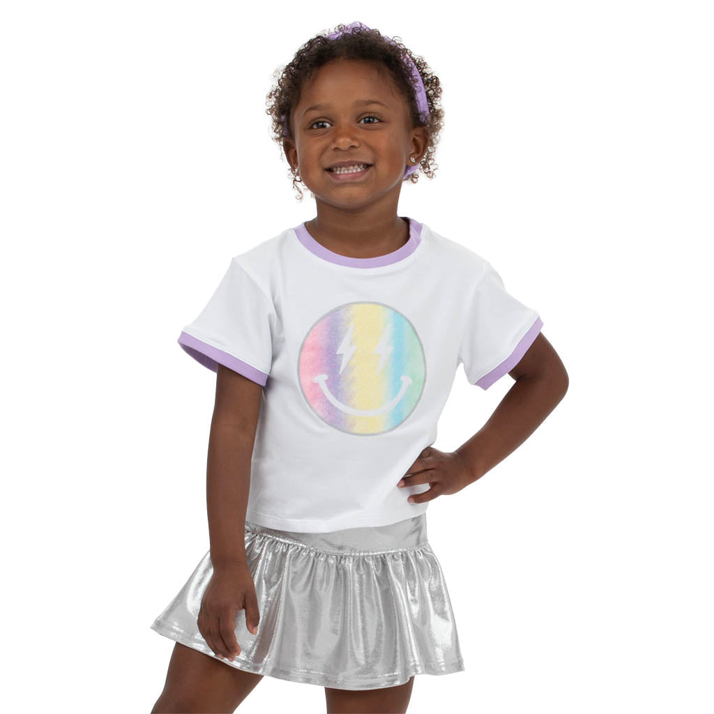 Glitter Pastel Rainbow Smiley Tee