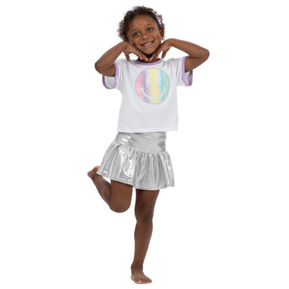 Glitter Pastel Rainbow Smiley Tee