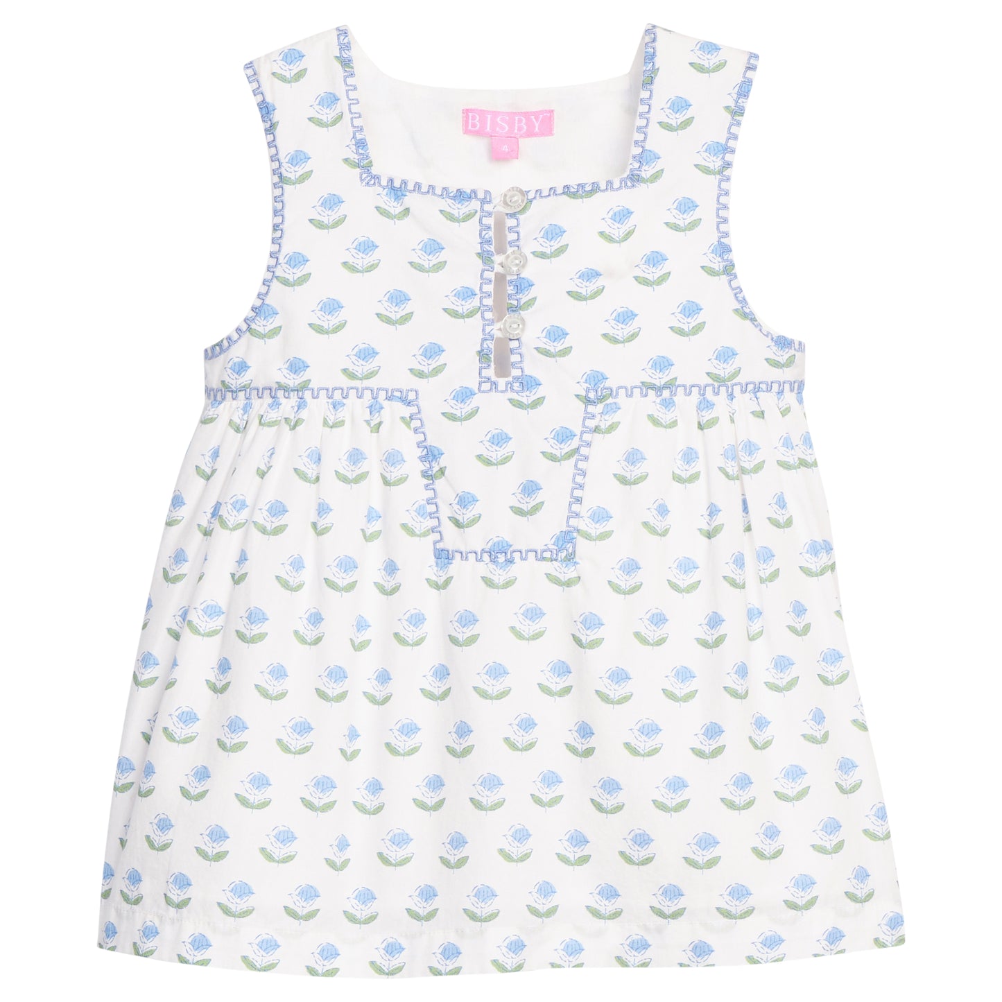 Keystone Top-Blue Tulip Print