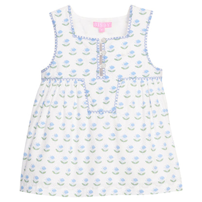 Keystone Top-Blue Tulip Print