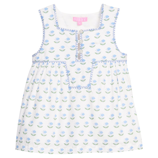 Keystone Top-Blue Tulip Print