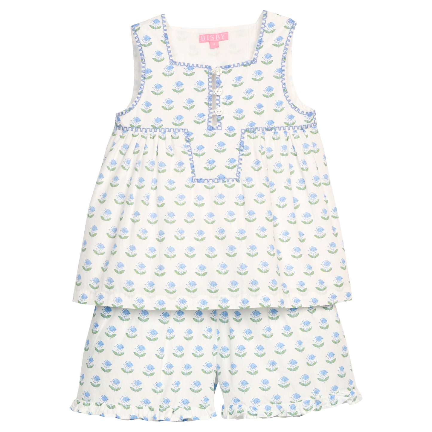 Keystone Top-Blue Tulip Print