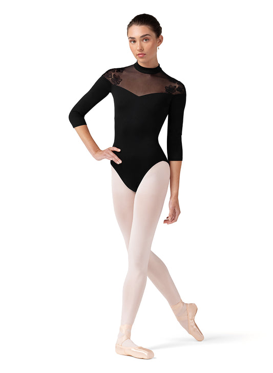 Emb. 3/4 Sleeve Leo - Black