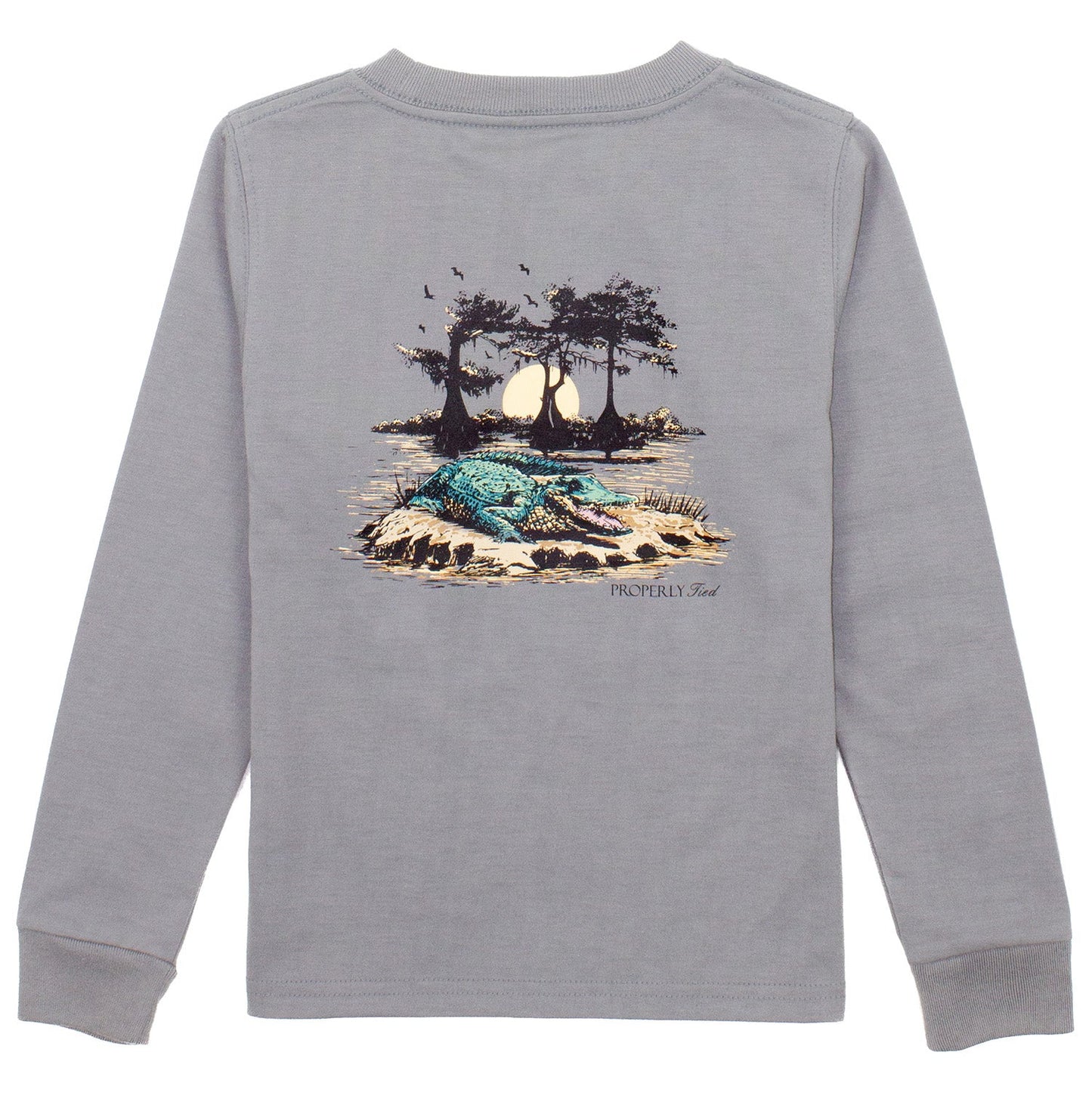 Bayou Gator L/S Tee - Grey