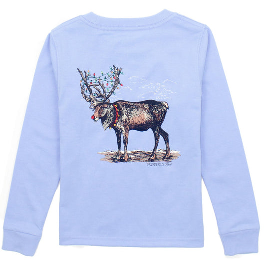 Reindeer L/S Tee - Light Blue
