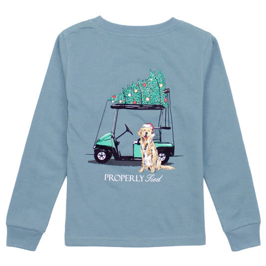 Santa's Caddy L/S Tee - Steel Blue