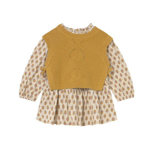 Floral Vest Dress - Honey