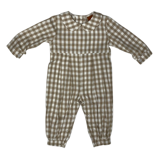 Myles Romper - Khaki Gingham
