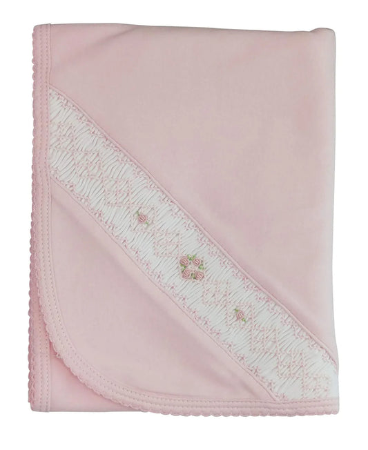 Pink Smocked Flowers Blanket - 0099BLK