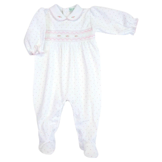 Rosebuds Dots Smocked Footie