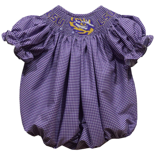 LSU Smocked Girl's Bubble