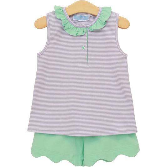 Nora Short Set - Lavender Stripe & Mint