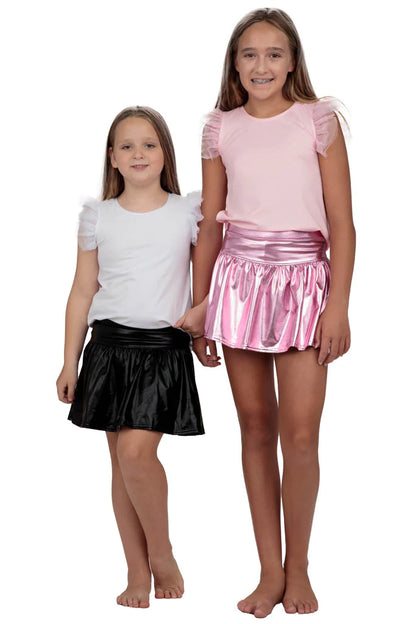 Metallic Gathered Skort