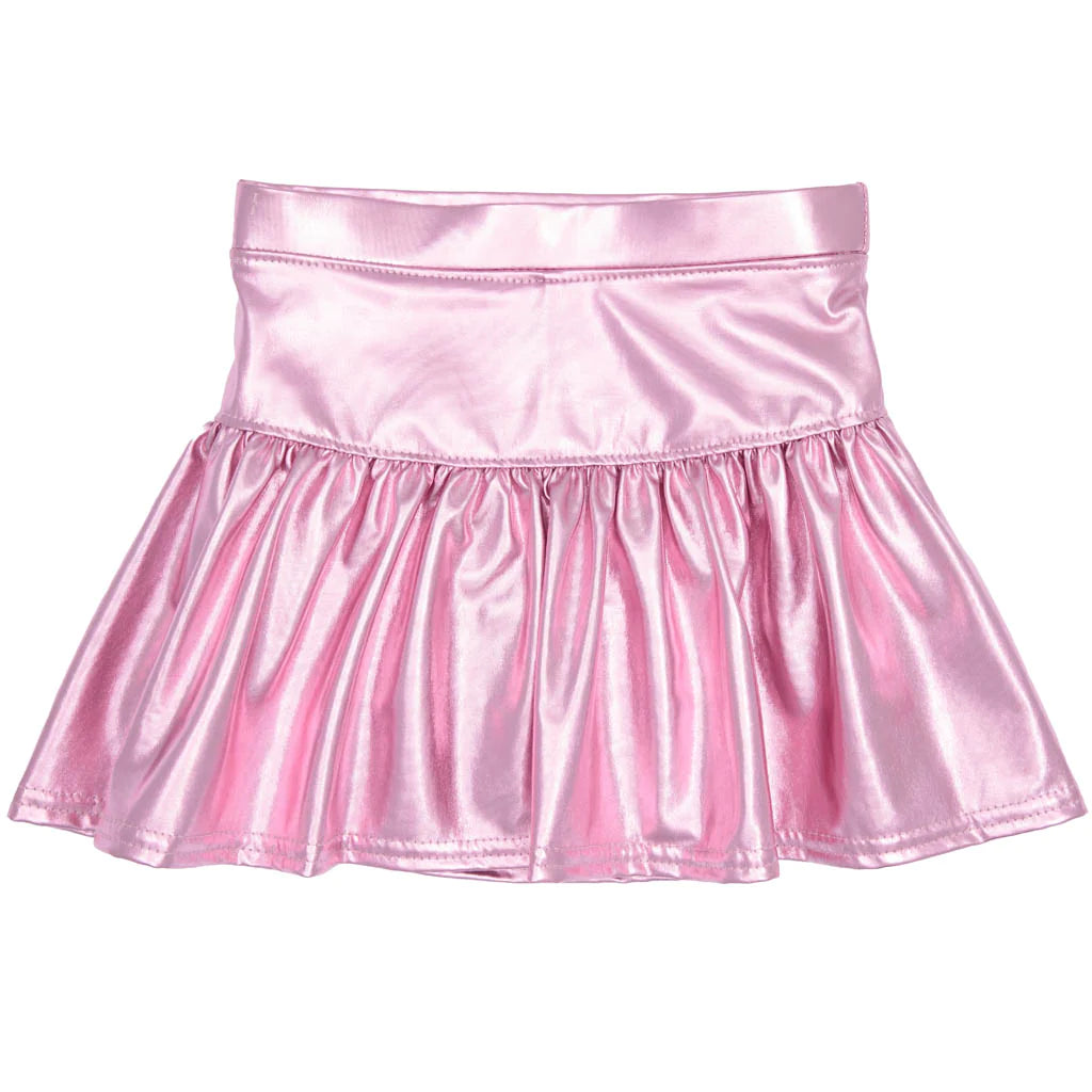 Metallic Gathered Skort