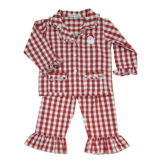 Red Gingham Santa Girl PJs
