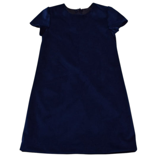A Line Velvet Dress - Navy