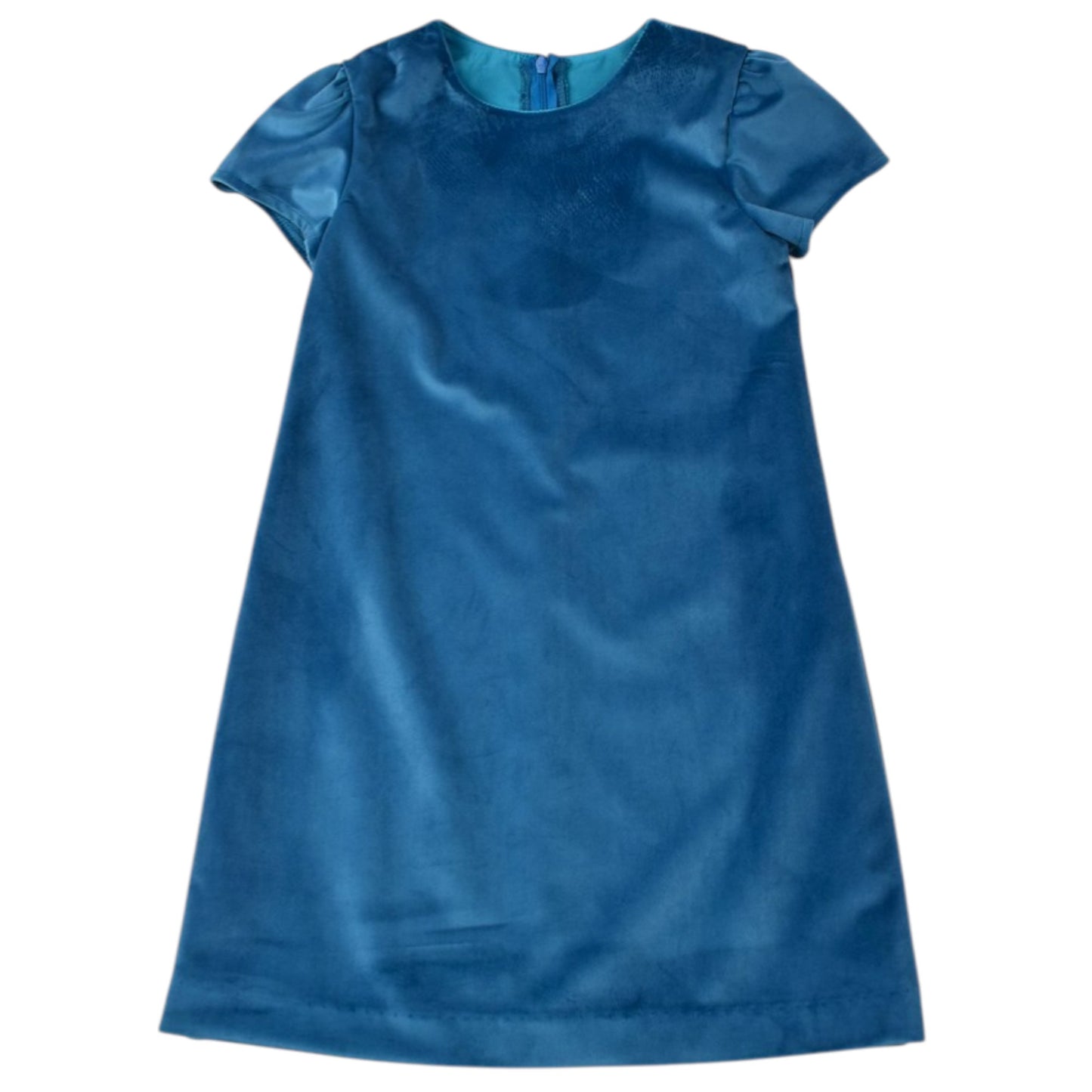 A Line Velvet Dress - Turquoise