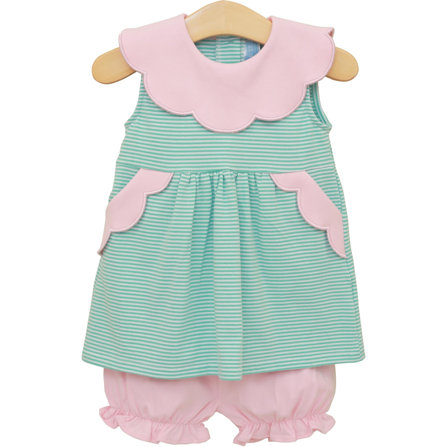 Penelope Bloomer Set - Mint & Light Pink Stripe