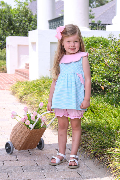 Penelope Bloomer Set - Mint & Light Pink Stripe