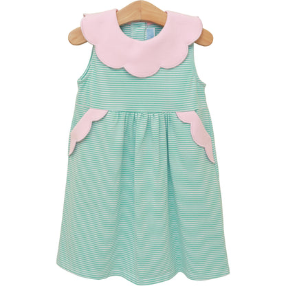 Penelope Dress - Mint Stripe & Light Pink