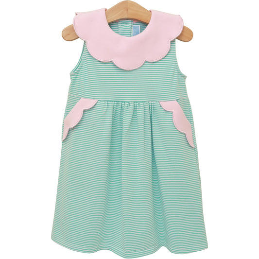 Penelope Dress - Mint Stripe & Light Pink