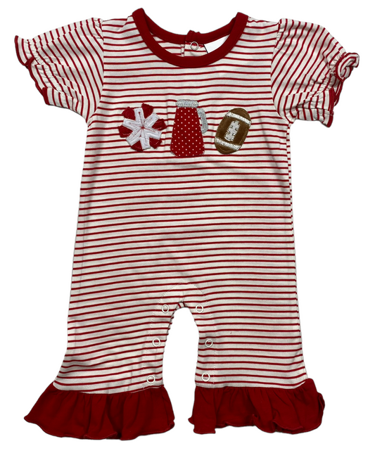 Red Football Girls Romper - 872