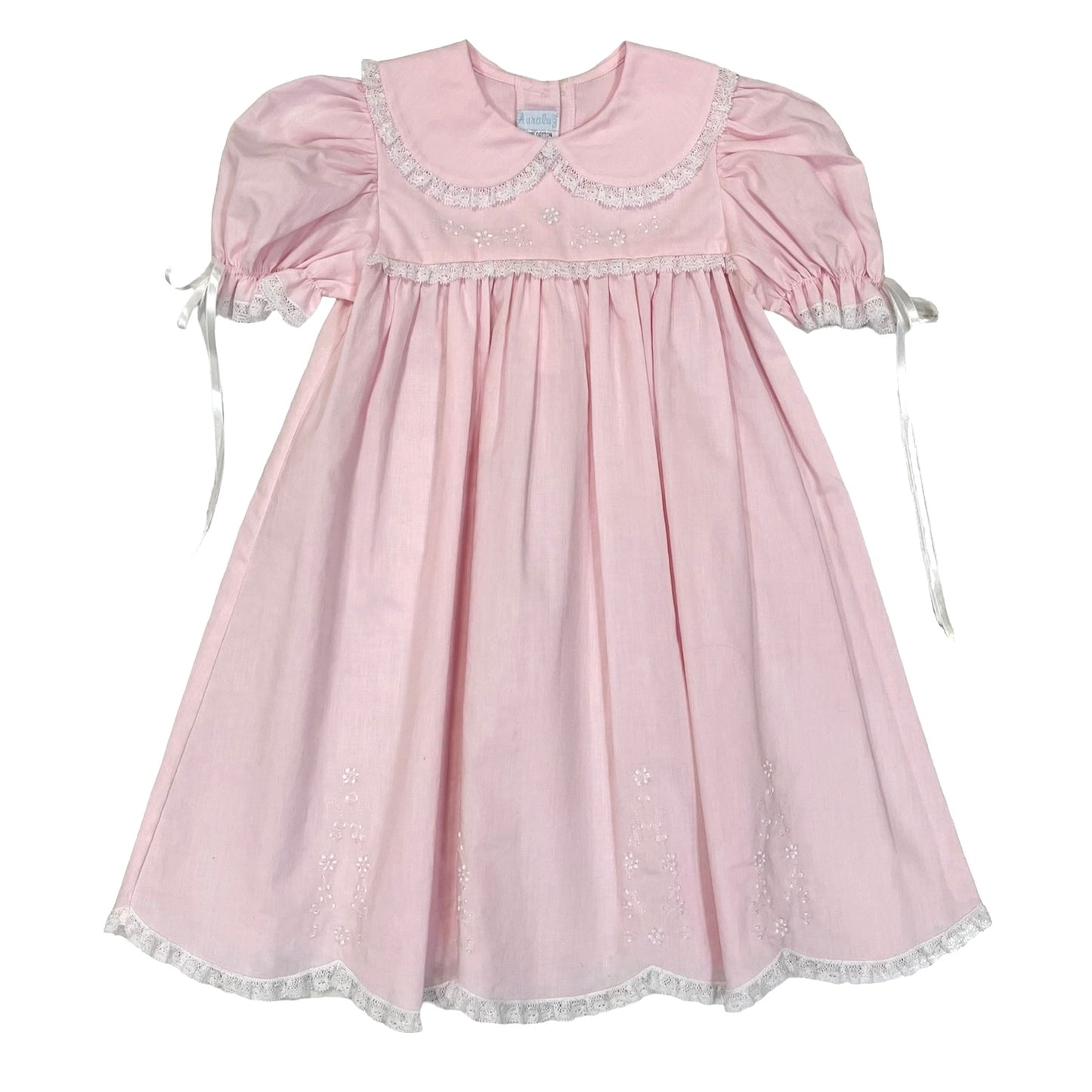 Pink/White Satin Flower Lace Dress