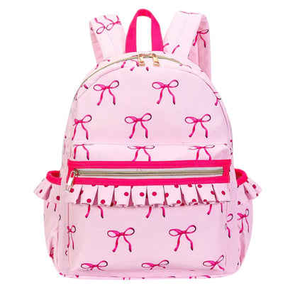 Bow Print Ruffle Backpack