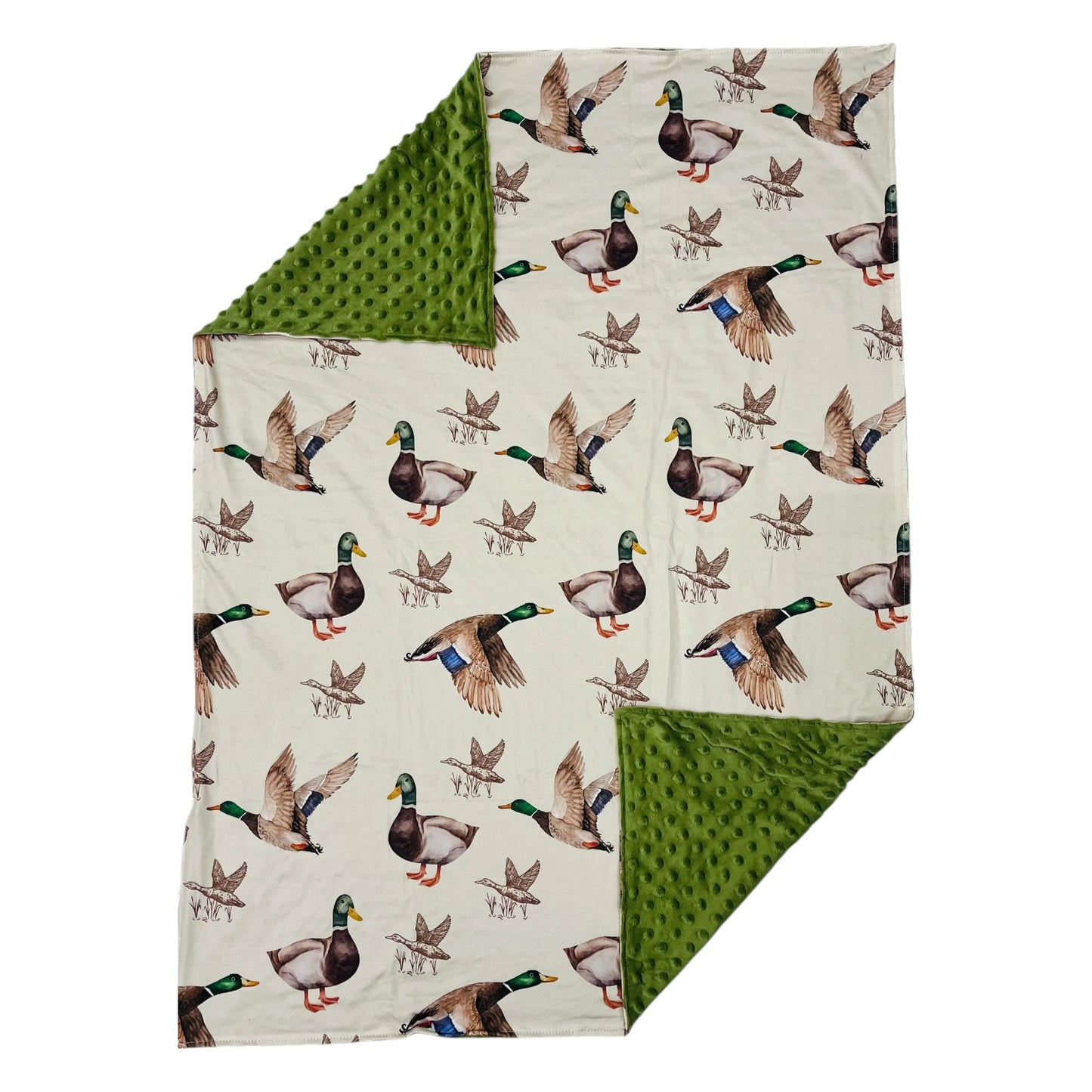 Olive Minky Duck Blanket