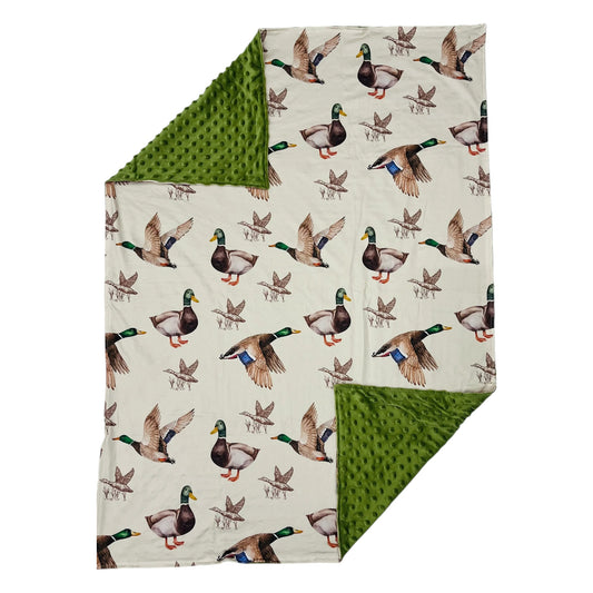 Olive Minky Duck Blanket