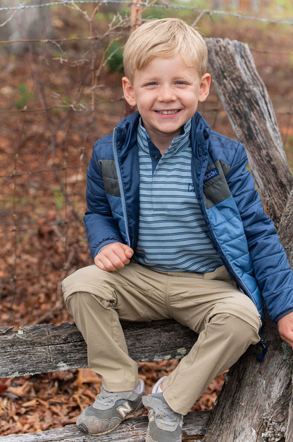 Colorblock Puffer Jacket - Denim Blue