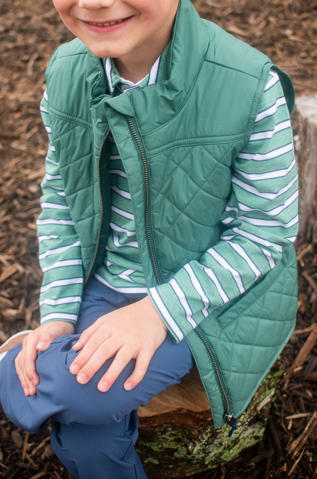Quilted Vest - Smoke Pine Green