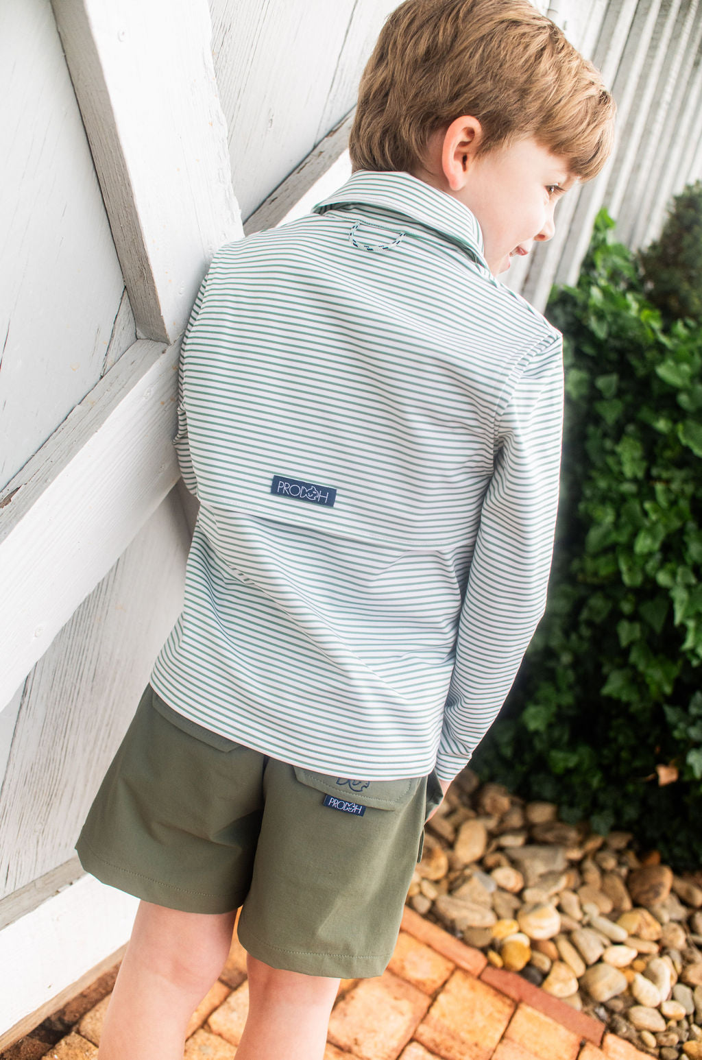 Green Spruce Stripe L/S Perf. Polo