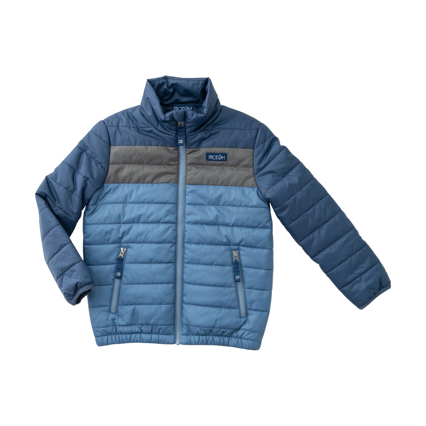 Colorblock Puffer Jacket - Denim Blue