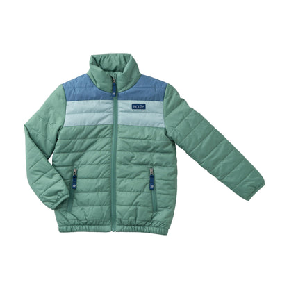 Colorblock Puffer Jacket - Spruce Green