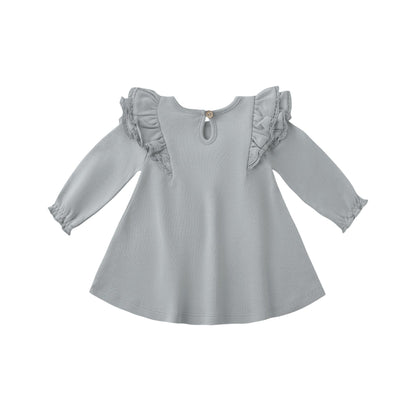 L/S Flutter Dress - Steel Blue