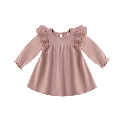 L/S Flutter Dress - Rose