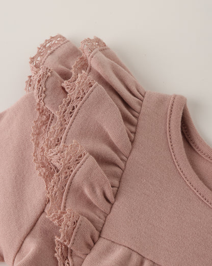 L/S Flutter Dress - Rose