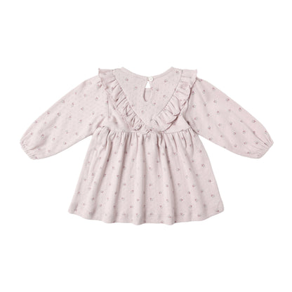 Ruffle V L/S Dress - Lilac Ditsy