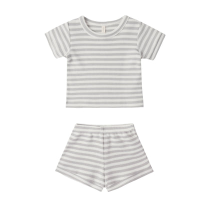 Waffle Shortie Set - Sage Stripe