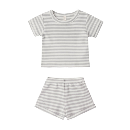 Waffle Shortie Set - Sage Stripe