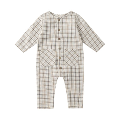 Pocket Jumpsuit - Blue Plaid